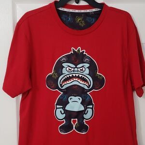 RS1NE Astral Invaders Ape Red T-Shirt. Men's Large